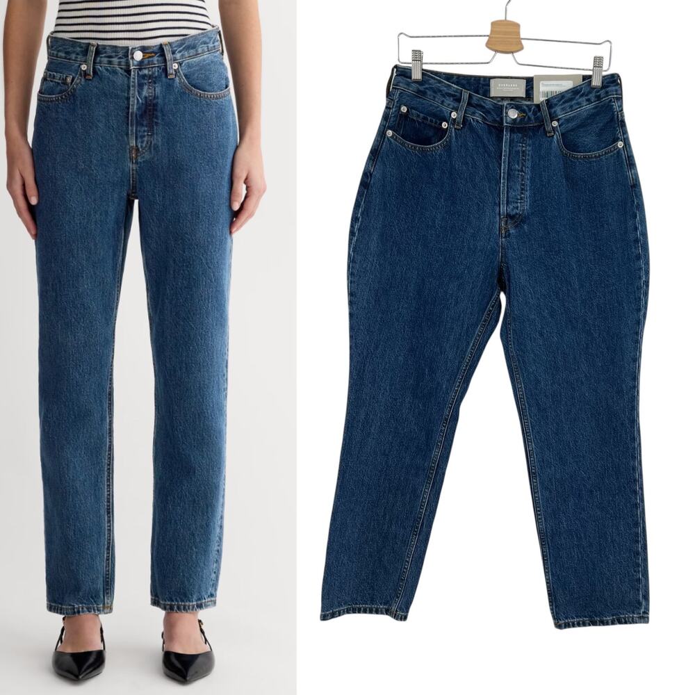 Everlane The Curvy 90s Cheeky Straight Jeans Rigid Wash Blue Size 30 Crop